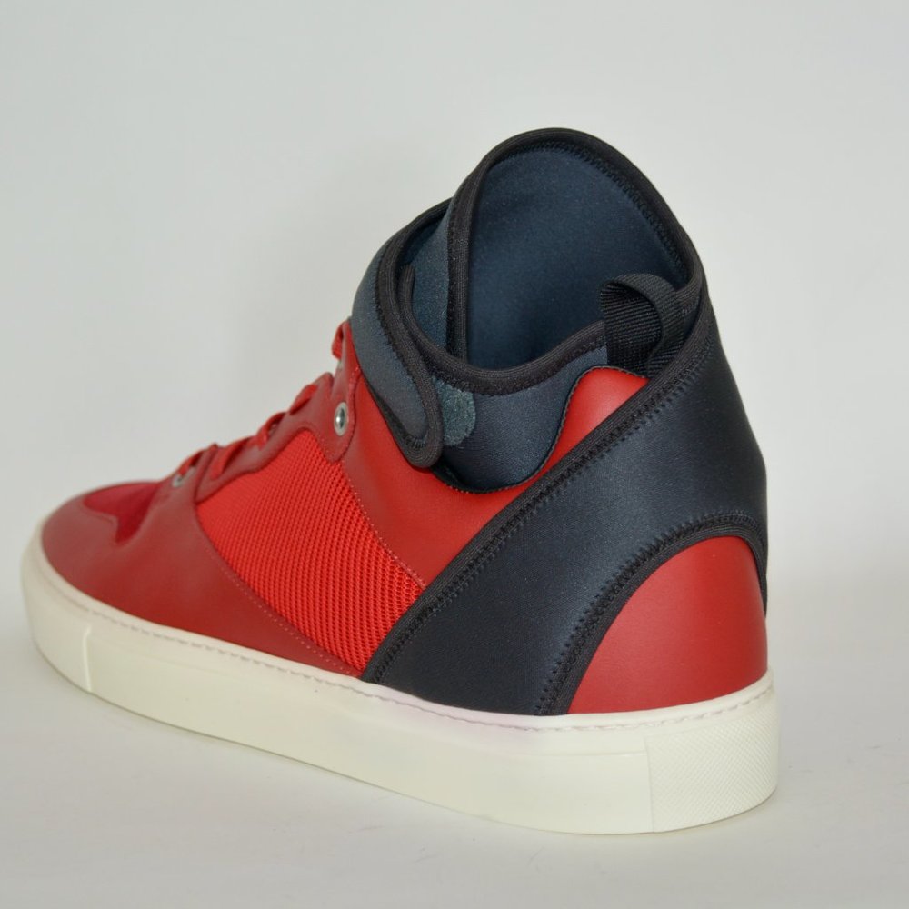 NWT BALENCIAGA MENS NEOPRENE STRAP HITOP LEATHER SNEAKERS US 41 EU 8 - Picture 3 of 10